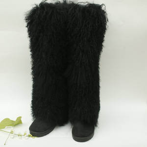 All'ingrosso 50cm bianco vero nero pelliccia mongolia superiore <span class=keywords><strong>stivali</strong></span> lunghi per le donne con tacco e pelliccia alti <span class=keywords><strong>stivali</strong></span> di pelliccia - Product Image 1