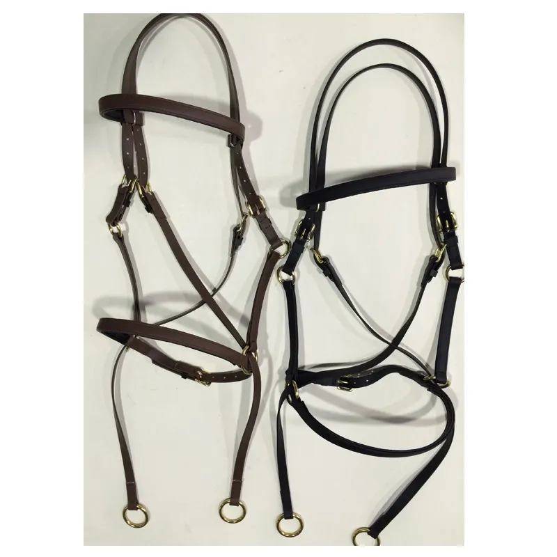 ประเภทสําคัญของอุปกรณ์ขี่ม้าหนัง PVC Bitless Bridle ที่จําเป็นประเภทตะวันตก Rein หมายเลขรุ่นไนลอนสําหรับการแข่งรถ