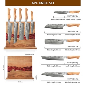 Ensemble <span class=keywords><strong>de</strong></span> couteaux <span class=keywords><strong>de</strong></span> luxe en acier Damas VG10 à 67 couches, <span class=keywords><strong>couteau</strong></span> japonais avec manche en bois d'olivier et support magnétique en résine - Product Image 2