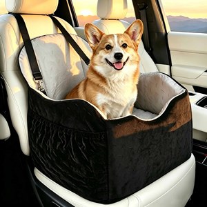 Asiento de coche para perros, cojín de viaje de lujo para mascotas, alfombrilla elevadora para cachorros, conjunto de arnés con cinturón para coche, asiento de coche para perros - Product Image 6