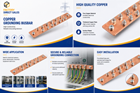 Barre de terre pour équipement électrique, câble de mise à la terre, protection contre la foudre, barre de nul, barre omnibus de mise à la terre, 1-5 AWG, en laiton