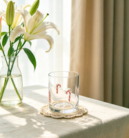 Jolie tasse à jus en verre moderne - Personnalisable, transparente, réutilisable, sans danger pour les aliments, compatible lave-vaisselle et micro-ondes, icône 3D, unisexe