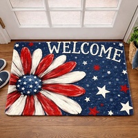 Tapis de bienvenue Kongyu Home Textiles 4 juillet, motif drapeau tournesol, tapis d'entrée rouge, blanc, bleu, étoiles, décoration vintage pour la maison, tapis de sol