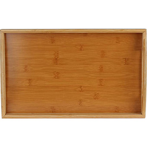 Rechteckiges Bambus-Serviertablett, natürliches Holz-Frühstückstablett mit Griffen für Familienessen - Product Image 4