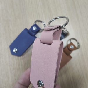 Topjlh PU 皮革按钮钥匙扣热升华空白件批量定制品牌商务贸易展批发促销礼品 - Product Image 5