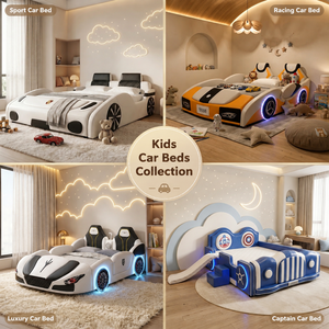 <strong>Red</strong> Race Car <strong>Bed</strong> for Kids Upholstered Car Shaped Children <strong>Bed</strong> <strong>Frame</strong> Kids Bedroom Furniture Dream Car for Story - Product Image 4
