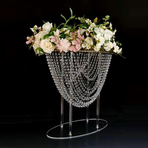 Soporte de Flores de Acrílico Transparente con Cuentas de Cristal, Centro de Mesa para Bodas, Candelabro, Florero, Exhibidor para Eventos y Fiestas, Venta al Por Mayor - Product Image 2