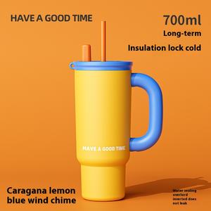 2025 Hot Selling New <b>Large</b> Capacity 500ml Office Stainless Steel Straw Mug Portable Ice Cup <b>with</b> <b>Plastic</b> <b>Lid</b> Overlord Thermos - Product Image 5