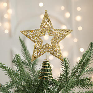 Adorno de árbol de Navidad con forma de estrella brillante, decoraciones navideñas, adornos para árboles de Navidad, decoración festiva de temporada, dorado - Product Image 2