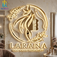 Enseigne LED 3D rétroéclairée personnalisée en acier inoxydable doré miroir, logo mural lumineux pour salon de beauté, salon de coiffure, spa, décoration de boutique