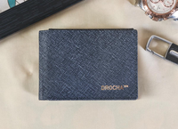 Dompet Lipat Dua Kulit Asli Dilindungi RFID untuk Pria, 2 Kompartemen Tempat Kartu, Dompet Saku Klasik Tipis, Hadiah
