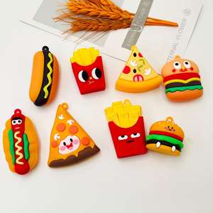 Anpassbare Schlüssel bund Hamburger Pommes Pizza Hot Dog Emulational Food PVC Charm Küche Dekoration Tasche Zubehör - Product Image 2