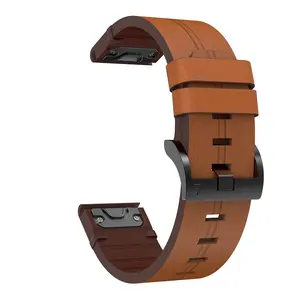 26mm 22mm 20mm Smart Watch Band Strap For Garmin Fenix 7X 7 5S 7S 6X 6 Pro 3 3HR Watch Quick Release Leather Easyfit Wristband