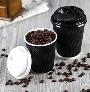 8oz 12oz 16oz conception personnalisée à <span class=keywords><strong>triple</strong></span> paroi tasses en papier ondulation tasses à café en papier peint ondulé - Product Image 4