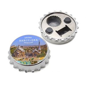 Souvenir touristique, porte-clés en métal personnalisé, souvenir de Barcelone, ouvre-bouteille aimanté pour réfrigérateur - Product Image 1