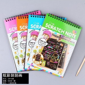 Livre d'art à gratter coloré, papier à dessin en spirale pour enfants, dessin animé créatif, activité DIY, cadeau pour 3-6 ans, unisexe - Product Image 4