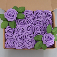 Roses artificielles en mousse, 25 pièces, en PE avec tige, vente chaude, prix d'usine, décoration de gâteaux, fausses roses en mousse