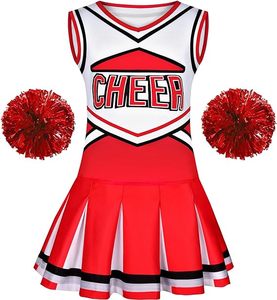 Costume da Cheerleader per Bambine con Top e Pon Pon per Feste di Halloween - Stile Cosplay - Product Image 3
