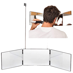 Ajustable 360 grados Trifold Haircut Mirror Self Haircut 3 Way Hang-on Door Peluquería Espejo cosmético Caja embalada - Product Image 2
