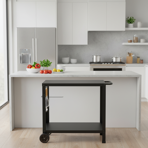 Luxurious Outdoor Double-Shelf metal Kitchen Cart <strong>BBQ</strong> Pizza Oven <strong>Stand</strong> for Outside Use - Product Image 5