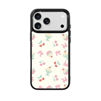 Coque de téléphone AG Feeling Black Edge avec motif Gilding Cherry Cake pour iPhone 17, 17 Pro Max, 16 Pro, 15, 15 Pro Max, 15 Pro, 14 Pro Max – Coque magnétique