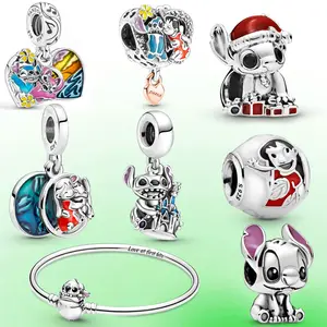 Amulet 925 Sterlingsilber Stich Anhänger Amulet Passform Original Pandorae Armband Herz Amulet für Damen Schmuck Liebesgeschenk