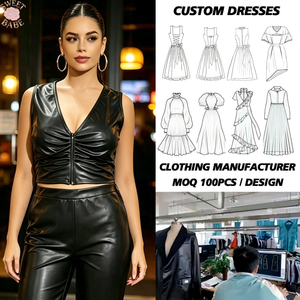 Haut court sans manches pour femme, col en V profond, fermeture éclair sur le devant, détail froncé, coupe ajustée, gilet pour soirée en boîte de nuit - Product Image 1
