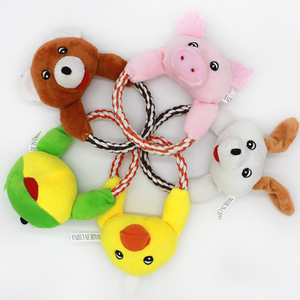 Multi-Color Animal Cotton Rope Chew Toy for Dogs Plush Squeaky Pet Toys for Teeth Cleaning Featuring Pig Dog Duck <b>Frog</b> Design - Product Image 1