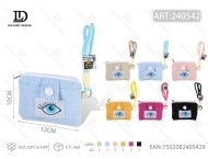 Portamonete in peluche con ciondolo, mini cerniera, cinturino da polso, design a forma di occhio, unisex - Product Image 1