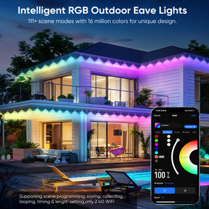 Luces Navideñas Permanentes de 15 m (50 pies) con 30 Lámparas Blancas <span class=keywords><strong>RGB</strong></span>, Control Inteligente por Aplicación, Luces Decorativas para Exteriores, para Decoración de Aleros de Casas - Product Image 3