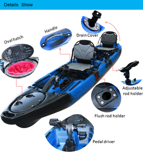 脚踏板坐在双踏板驱动皮划艇维京2人皮划艇钓鱼热卖新设计14英尺双踏板皮划艇 - Product Image 4