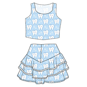 <span class=keywords><strong>Abbigliamento</strong></span> Estivo per Bambini Personalizzato con Basso MOQ - Top con Collo a O e Gonna Corta con Design in Pizzo - Adorabile <span class=keywords><strong>Abbigliamento</strong></span> per Bambine - Product Image 5