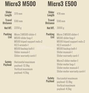 Zeapon-deslizador de cámara eléctrico motorizado Micro <span class=keywords><strong>3</strong></span> M500 E500 M700 E700 M1000 E1000, distancia de viaje portátil de 59cm/21,2 pulgadas, 4,5 kg - Product Image 3