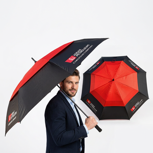 Customized Color Logo Printing Pattern Straight Modern Promotional Double Canopy <b>Windproof</b> Golf <b>Umbrella</b> 130cm Open Diameter - Product Image 3