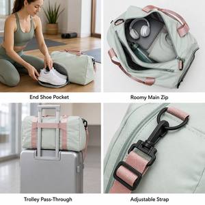 Womens Gym Duffle Bag Weekender with Shoe Compartment <b>Trolley</b> Sleeve Adjustable Strap for Yoga Pilates Travel Overnight Pool - Product Image 3
