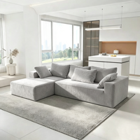 Canapé trois places modulaire de haute qualité, durable et écologique, ensemble de meubles modernes extensibles, design d'angle sans accoudoirs