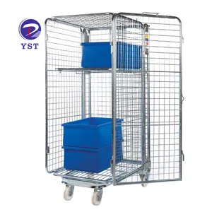 Warehouse storage nestable foldable good quality wire roll cage security container