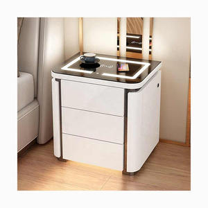 Table <span class=keywords><strong>de</strong></span> chevet intelligente à <span class=keywords><strong>LED</strong></span> en gros avec lecteur d'empreintes digitales et station <span class=keywords><strong>de</strong></span> recharge sans fil, table <span class=keywords><strong>de</strong></span> nuit multifonctionnelle - Product Image 1