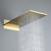 Ensemble de douche thermostatique de luxe avec pommeau de douche numérique effet pluie et cascade, système de douche de salle de bain en laiton brossé doré