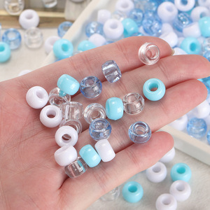 Boîte de perles acryliques multicolores à gros trous pour la fabrication de bracelets, accessoires de bijoux DIY, perles rondes en plastique - Product Image 3