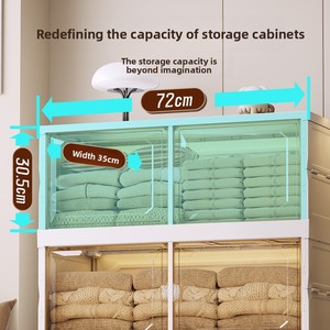 Organiseurs de placard pliables en plastique avec roulettes, grands bacs de rangement, techniques d'injection, forme rectangulaire pour le rangement des vêtements - Product Image 3