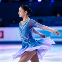 Costume de patinage artistique pour enfants et adultes, robe en maille à manches longues bleu-violet dégradé avec strass pour spectacle sur glace