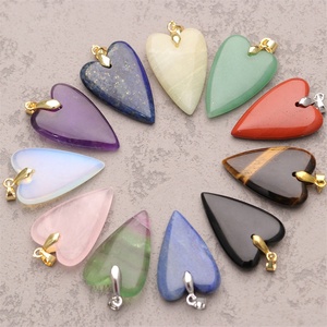 25*48 \ 20*38mm ciondolo cuore grande arcobaleno Fluorite occhio di tigre Lapis cristallo pietra naturale ciondolo cuore - Product Image 2