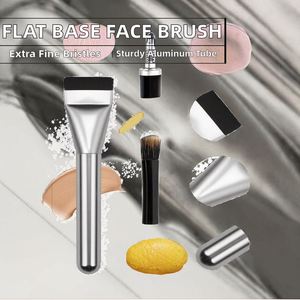 Pinceau de maquillage professionnel tendance à poils courts pour fond de teint, design plat, poils synthétiques, manche pour application visage et correcteur - Product Image 2