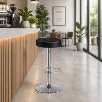 Tabouret de bar pivotant moderne, hauteur réglable, base chromée, structure métallique, cuir PU noir, usage commercial, mobilier de bar à domicile GUANFU