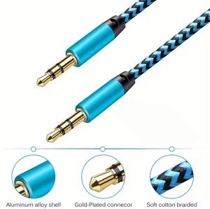 สายสัญญาณเสียง Aux แบบไนลอน ขนาด 3.5 มม. ชายต่อชาย ราคาถูก สาย Aux 3.5 มม. ยาว 1 เมตร - Product Image 3