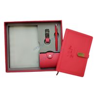 Ensemble de planificateur promotionnel en spirale avec porte-cartes de visite, stylo et porte-clés, carnet en PU