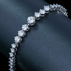 Pulsera de tenis de plata de ley 925 con moissanita de 0.5 ct, corte brillante, certificado GRA, 18.2 cm, joyería hip hop, regalo para hombres y mujeres - Product Image 1