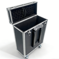 Valise à roulettes en aluminium noir personnalisée avec poignée télescopique, roulettes pivotantes, verrous à clé et poche en filet, chariot de transport à roulettes
