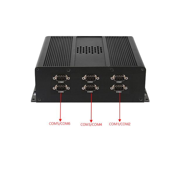 Embedded Industrial Fanless Mini PC Intel J1900 Quad Core 6 COM 8 USB 2 LAN for Factory Machine Control